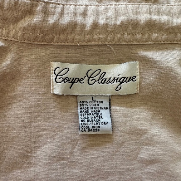 Vintage Coupr Classic Women’s Sleeveless Button Up Shirt Oatmeal Cotton Linen - Picture 4 of 5